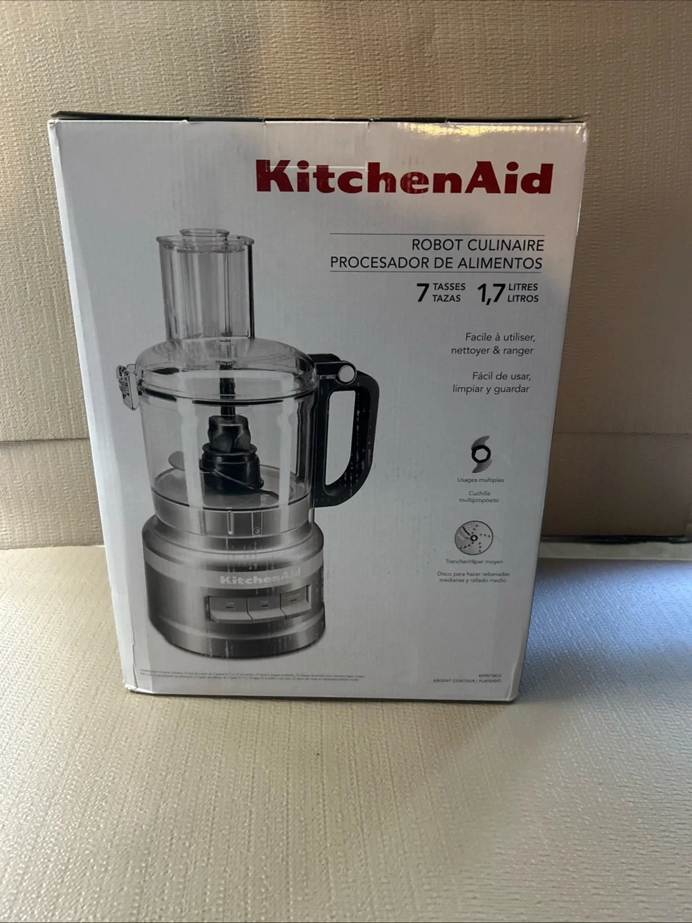 KitchenAid Silver and Black 7-Cup Food Processor - Boxed